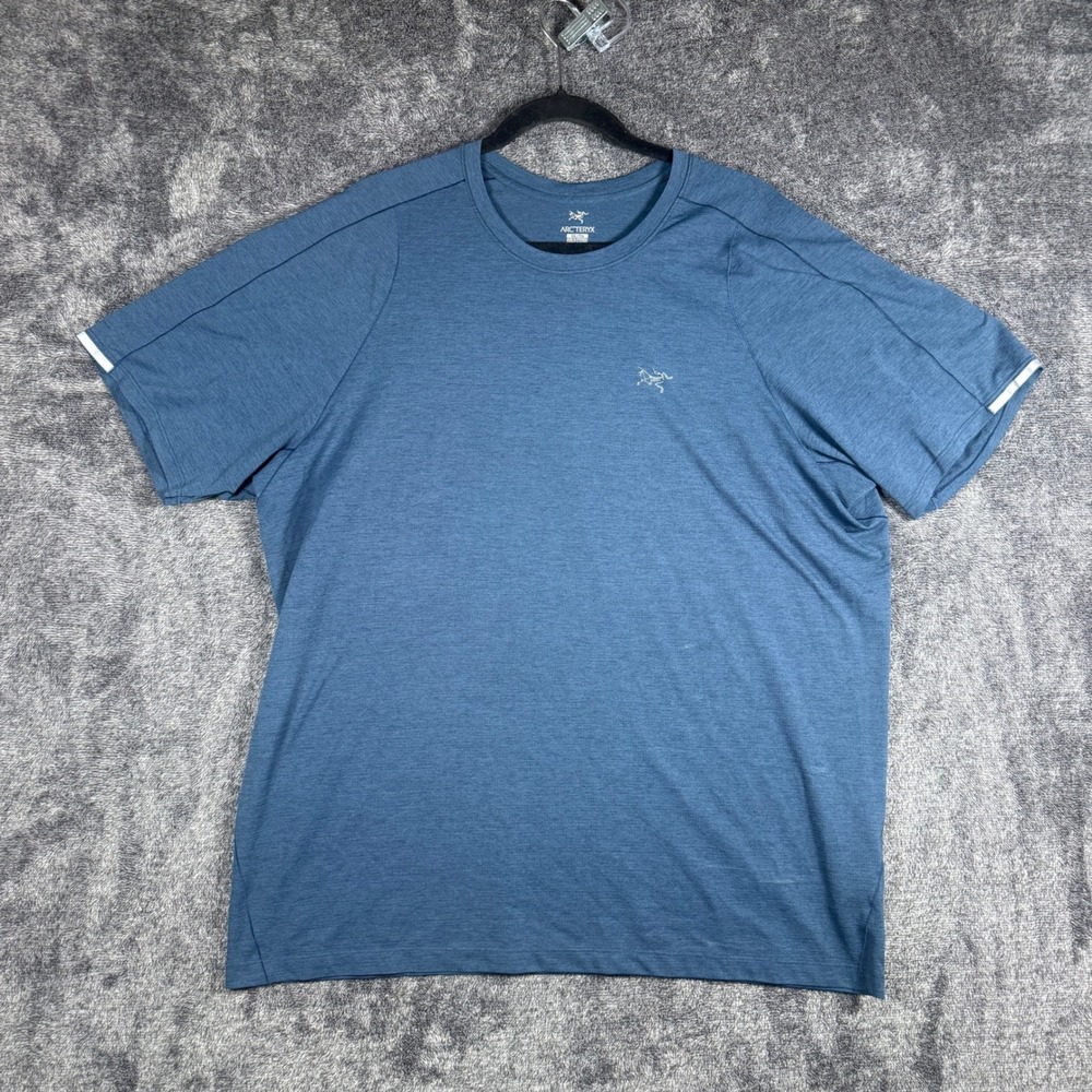 Arcteryx Ether Crew Neck Short Sleeve Shirt Mens XL Blue Heather Performance Tee